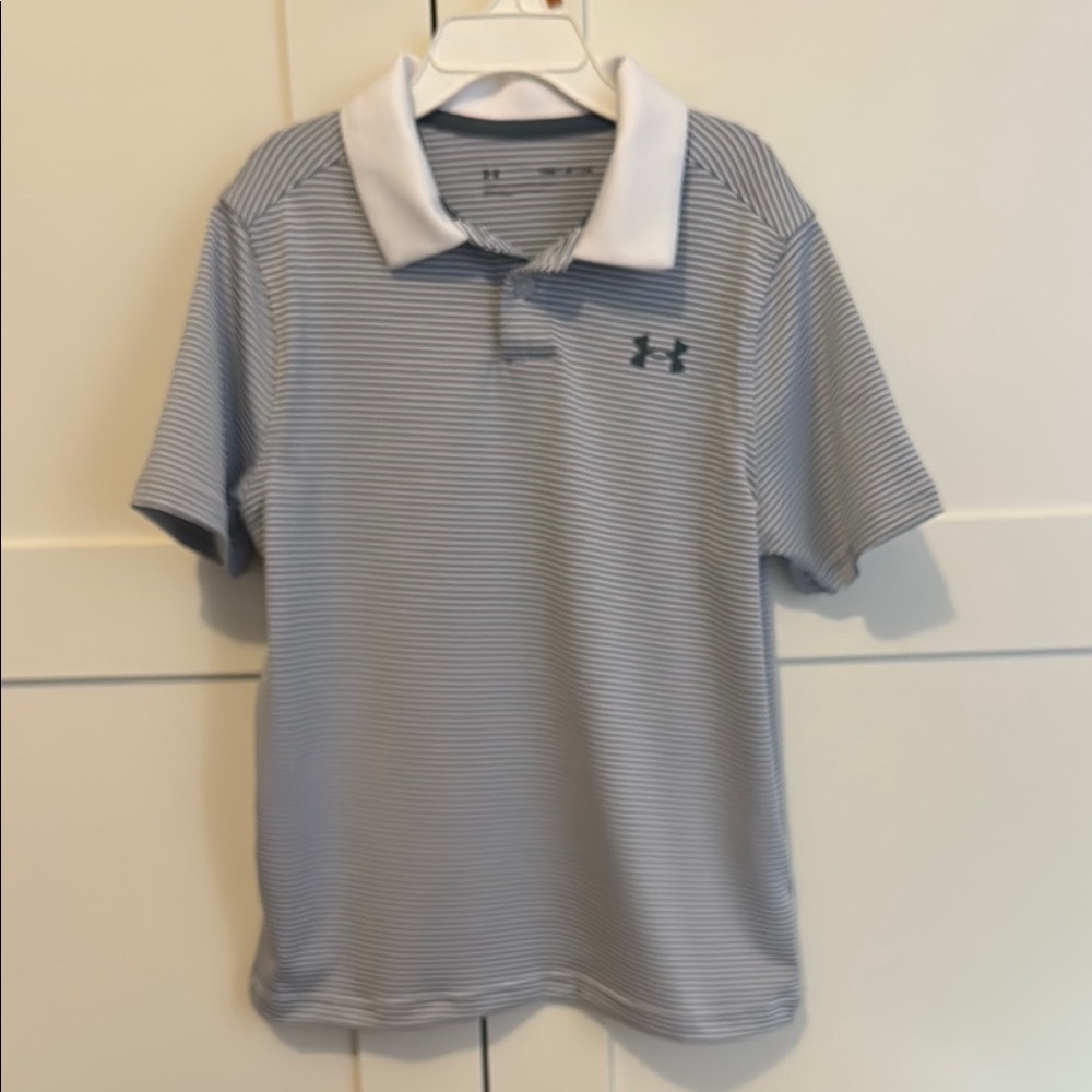 Under Armour Kids Striped Polo Shirt - Blue and White